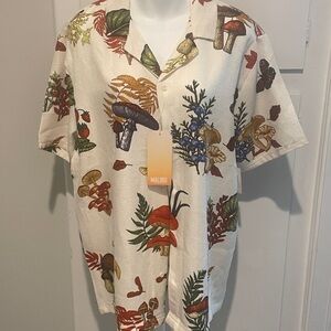 NWT Malibu Mushroom Forager Textured Button Up Shirt